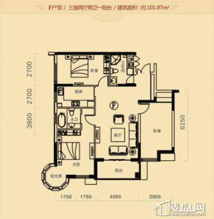 宏通毕加索公寓F户型图