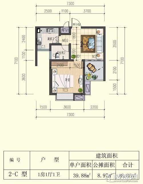 蓝筹公寓户型图