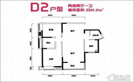 2室2厅1卫  95.91㎡