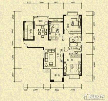 紫金湾4A/B户型·6栋A户型