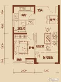 经纬城市绿洲武清一期6、7号楼高层标准层D4户型图