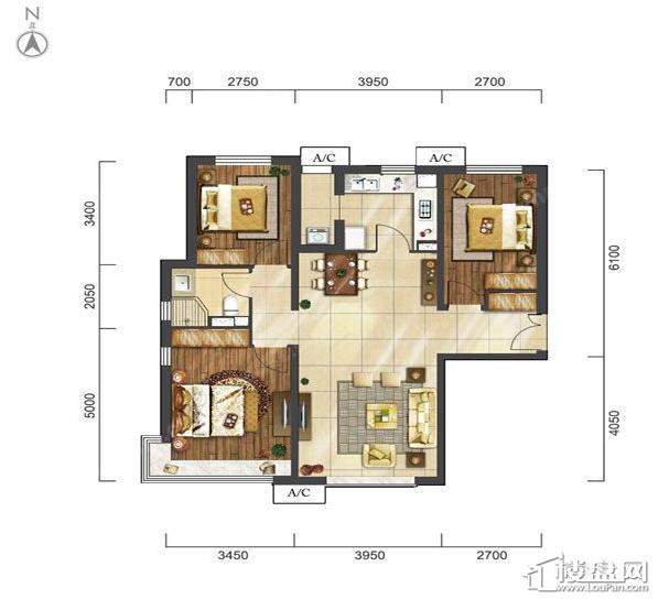 廊坊富力新城4室2厅2卫户型图-廊坊楼盘网