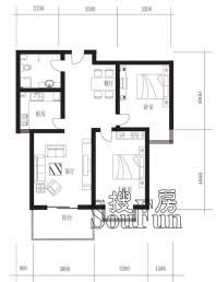 新橙空间b2户型两室两厅两卫103.