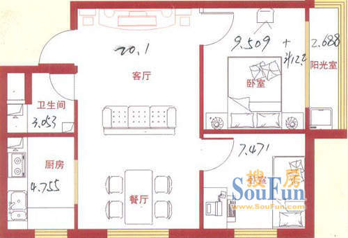 北海·嘉园东营市北海嘉园户型D两