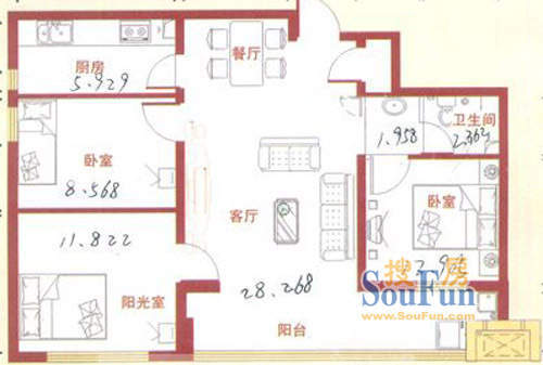 北海·嘉园东营市北海嘉园户型C三