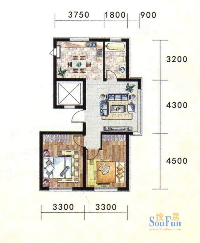 金地家园标准层C2户型