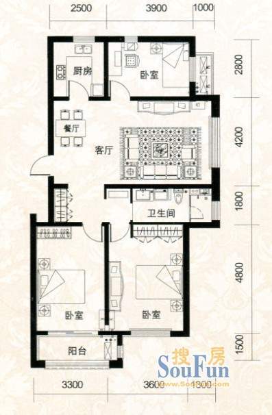 万科城标准层A户型