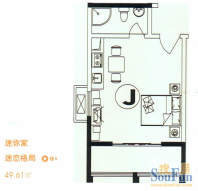 宏业·自由领地J户型 单身公寓