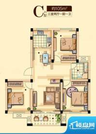 香江花城C户型 3室2面积:105.00平米