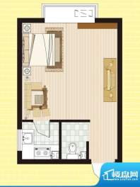 幸福逸居户型C 1室1面积:33.56平米