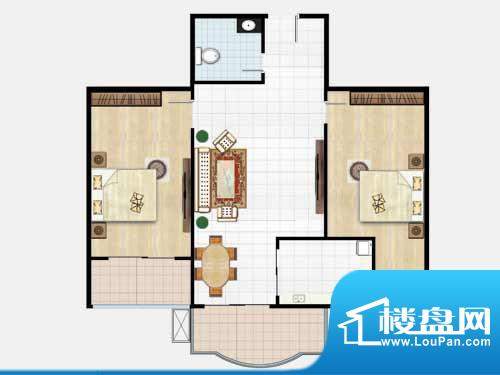 碧桂园三期C户型 2室面积:107.77平米