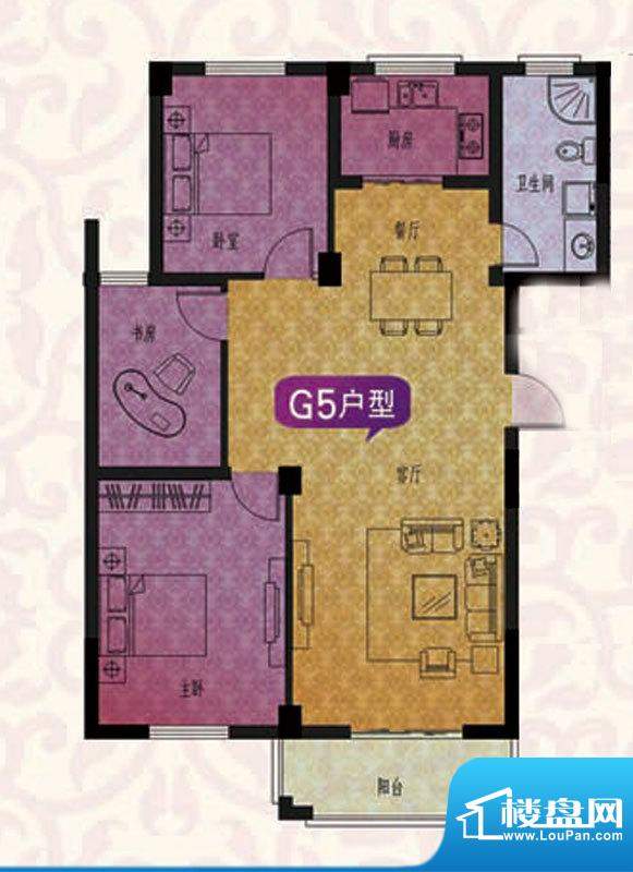 名仕紫金花园G5户型面积:122.00平米
