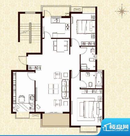 华西格林春天高层A户面积:91.50平米