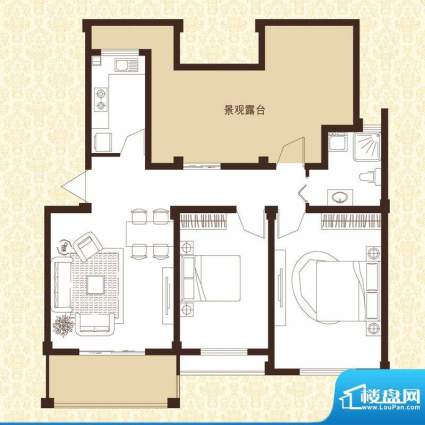 华西格林春天多层B户面积:77.00平米