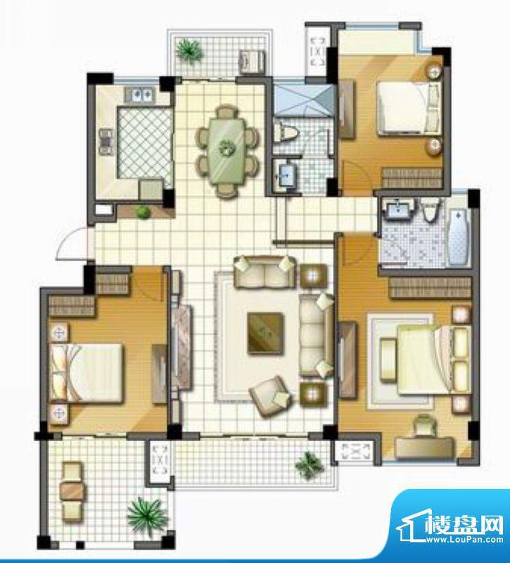 心怡春江花都HB2-2户面积:126.24平米