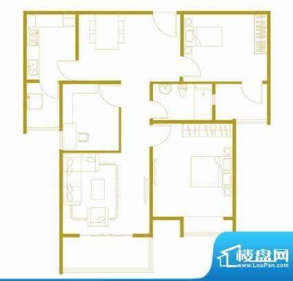 鼓楼广场1#户型两室面积:83.00平米