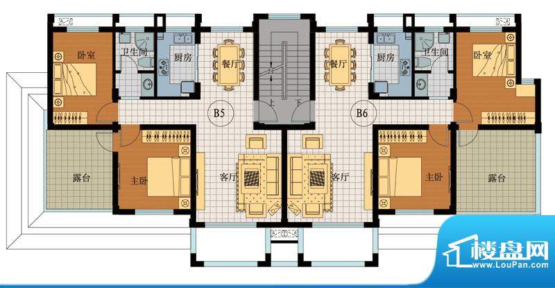 翡翠城B5B6户型 2室面积:82.32平米