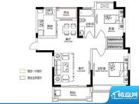 联发君悦运河A2户型面积:88.00平米