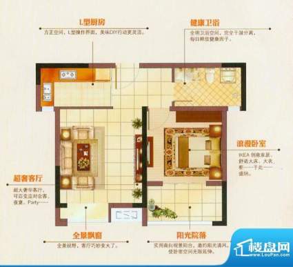 美的翰城A3/4户型 1面积:54.00平米