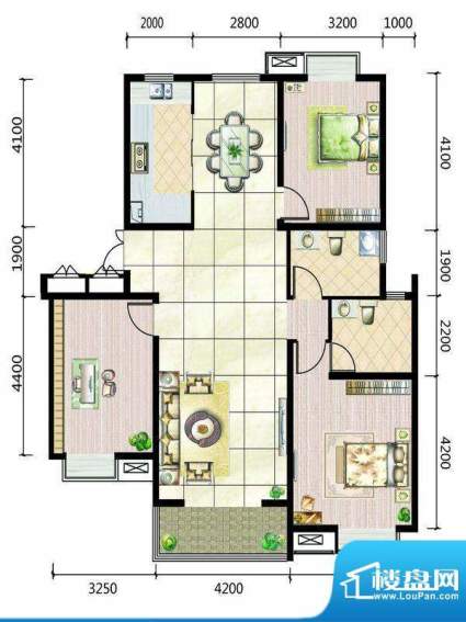 中国铁建未来城B户型面积:136.00平米