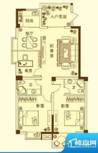 玉融瀚景园C户型 3室面积:117.80平米