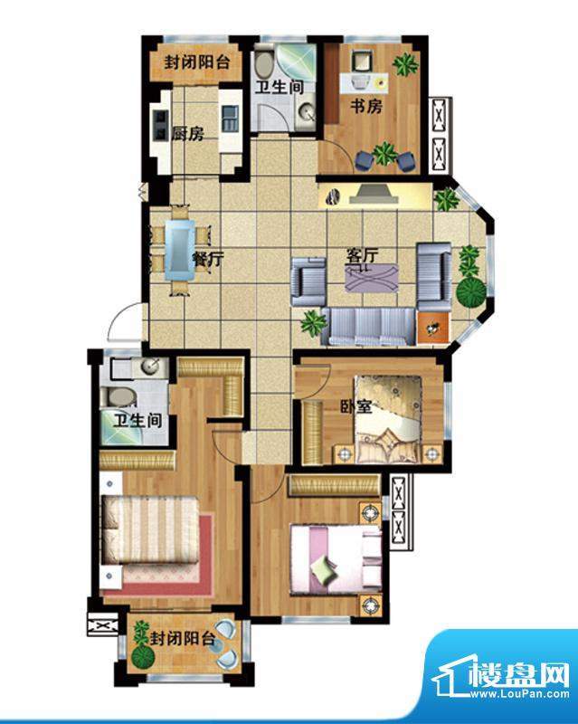 丰惠华丽家族A8 4室面积:136.60平米