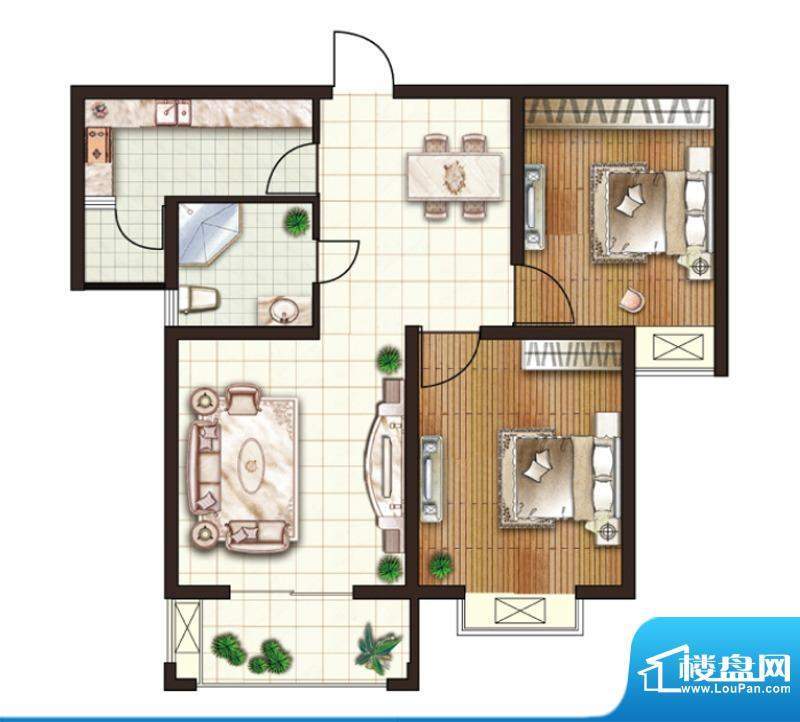 华美生态园A2户型 2面积:91.00平米