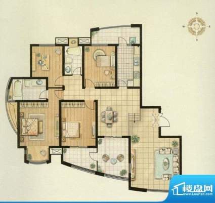 翠湖御景四室两厅两面积:183.00平米