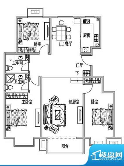 福泰新都城C2户型 3面积:136.14平米