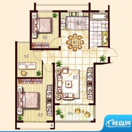 东方帝景城A户型 3室面积:115.00平米