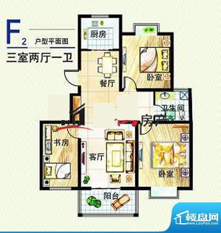 飞翔滨河名城F2户型面积:0.00平米