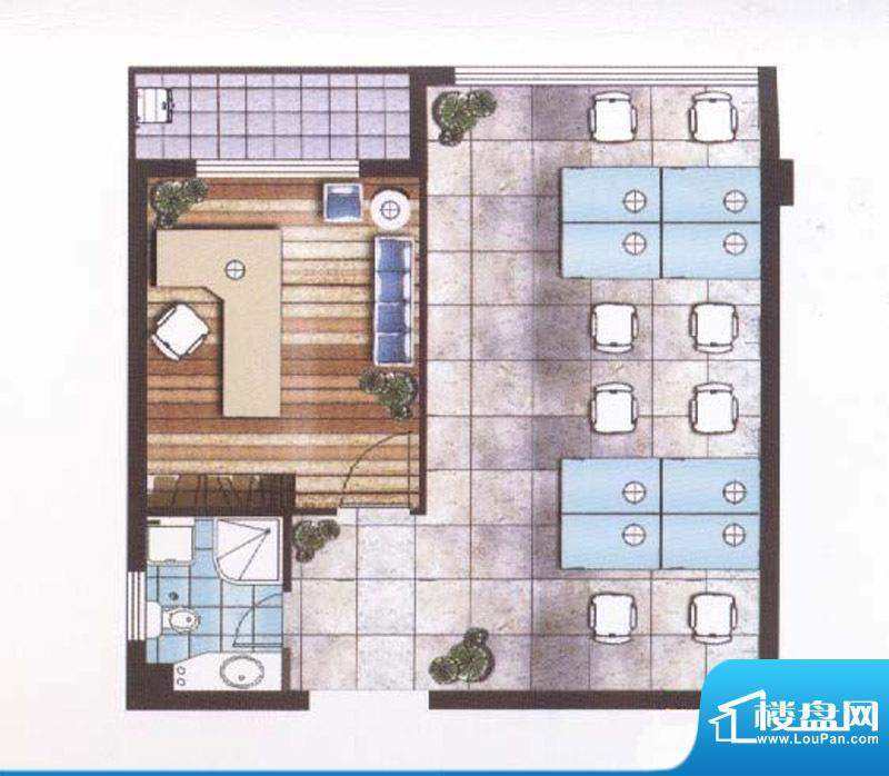 中凯城市之光D户型 面积:60.00平米