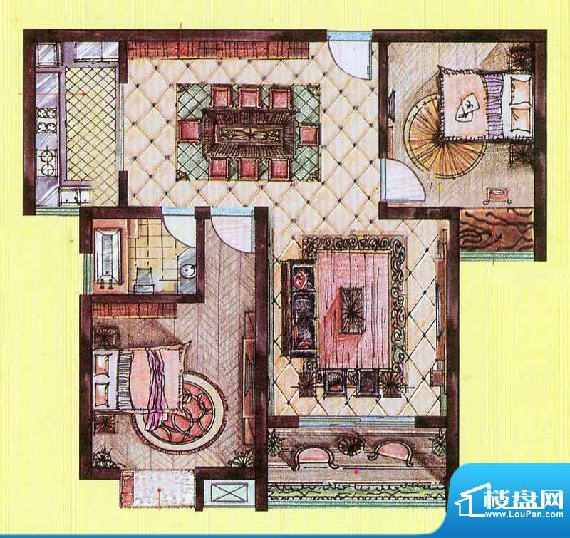 久地雅苑B户型 2室2面积:90.30平米