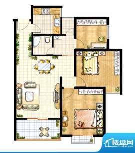 阳光豪庭B户型 3室2面积:100.00平米