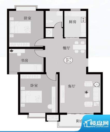 御龙山水E户型 3室2面积:230.00平米