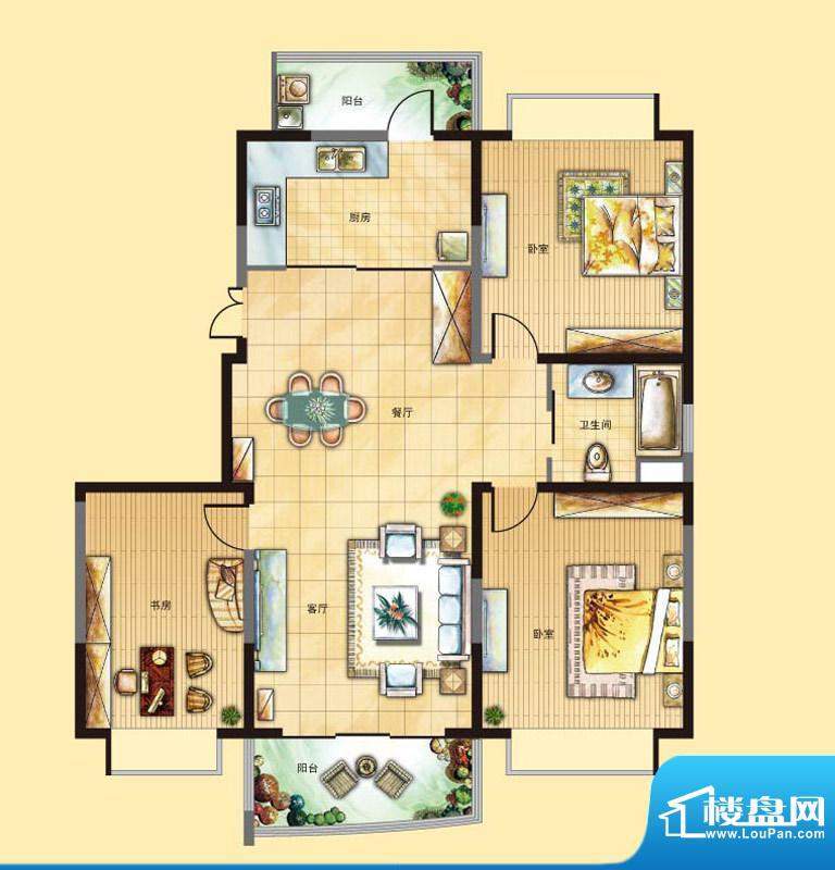 蓝海现代城4#户型 3面积:109.33平米