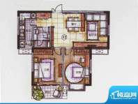 广陵世家F2户型 2室面积:90.78平米