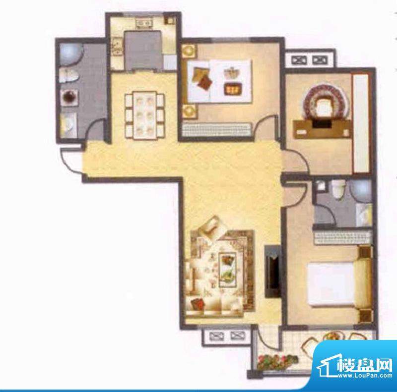 左岸人家J户型 3室2面积:123.00平米