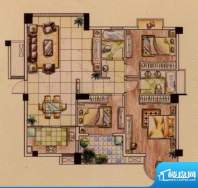 富贵第一城A户型 3室面积:136.00平米