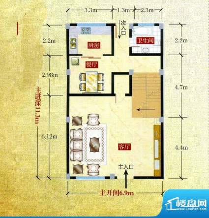 加州庄园联排G户型夹面积:258.00平米