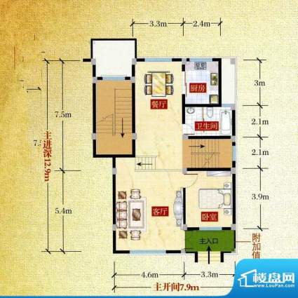 加州庄园叠加H2户型面积:173.00平米