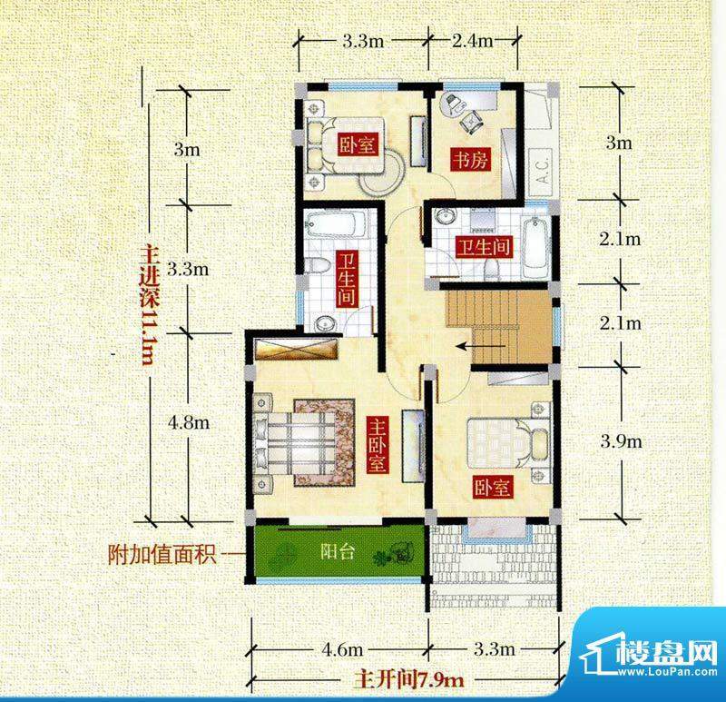 加州庄园叠加H2户型面积:173.00平米