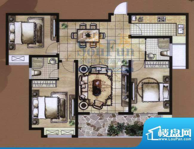 骏和国际公馆D3户型面积:115.00平米