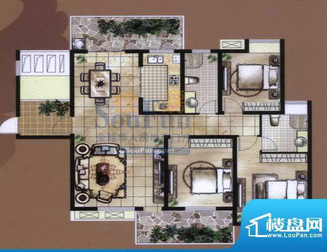 骏和国际公馆B2户型面积:140.00平米