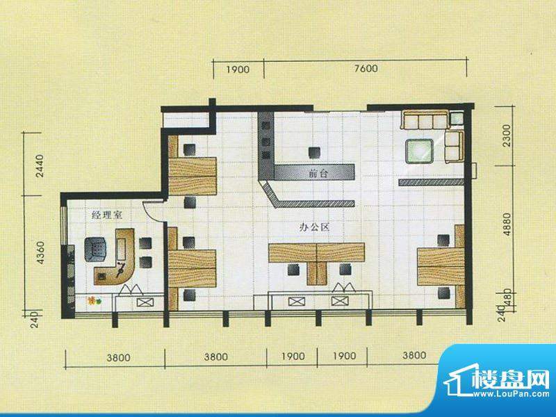 旺庭公馆写字楼A户型面积:144.00平米