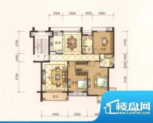 旺庭公馆2#、7#楼B户面积:135.00平米