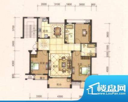 旺庭公馆6#楼C户型 面积:138.00平米