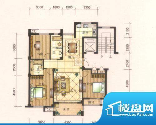 旺庭公馆6#楼D户型 面积:125.00平米