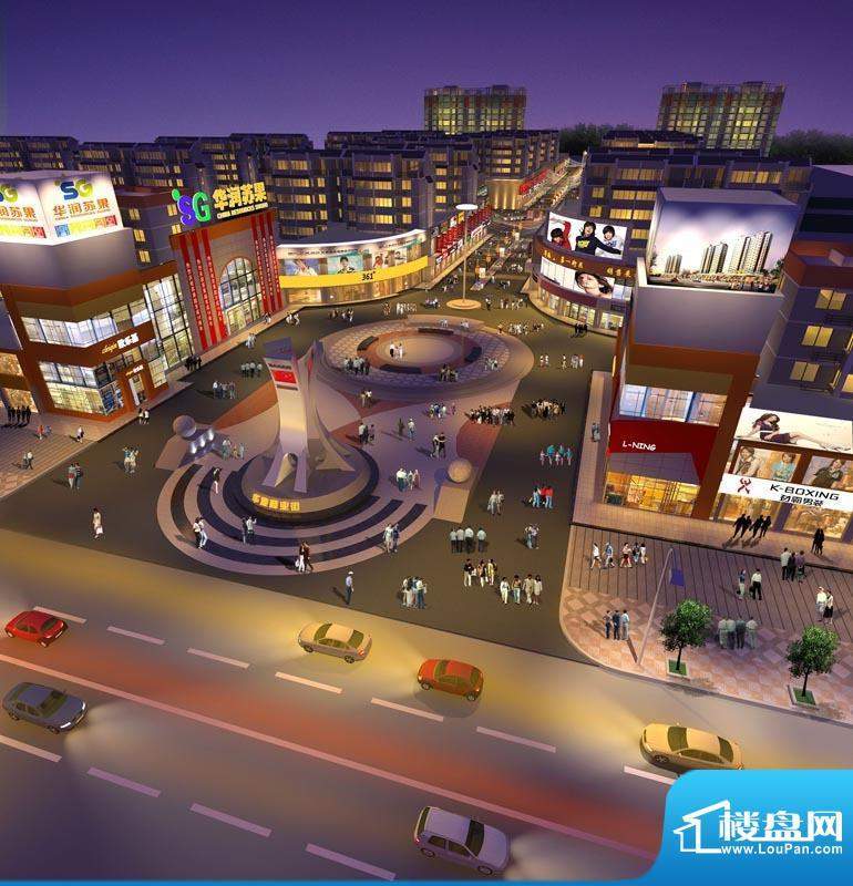 华地第一街区商业街鸟瞰夜景图