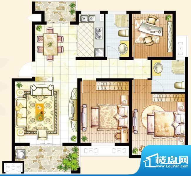 骏和玲珑湾三期c1户面积:104.00平米